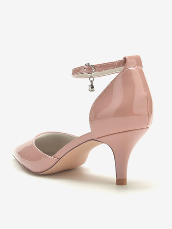 Zapatos de boda Bombas nupciales Patente PU Punta estrecha Pedrería