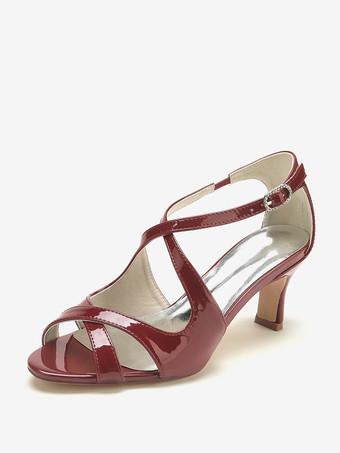 Burgundy low outlet heel wedding shoes