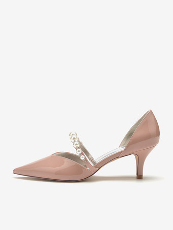 ウェディングシューズ ブライダルパンプス パテント PU アッパー ポインテッドトゥ パール