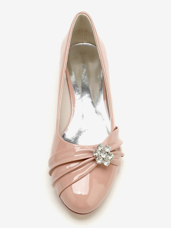 Bridal Shoes Bridal Flats Patent PU Upper Round Toe Rhinestones