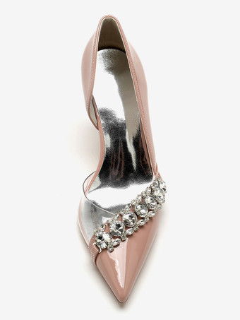 結婚式の靴母の花嫁の靴パテント PU アッパー ポインテッドトゥ ラインストーン 3.3"