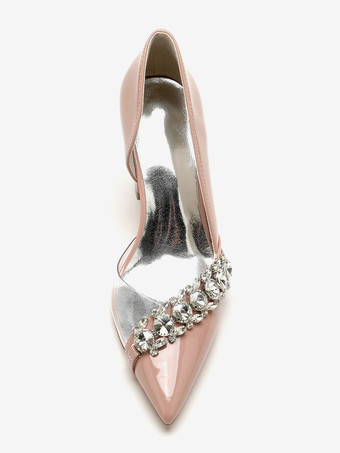 結婚式の靴母の花嫁の靴パテント PU アッパー ポインテッドトゥ ラインストーン 3.3"