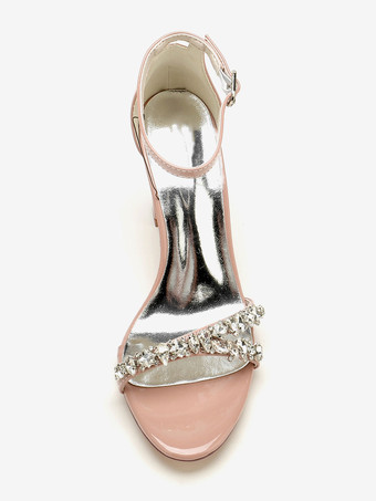 ブライダル サンダル バーガンディ パテント PU アッパー シック オープントゥ ラインストーン ウェディング サンダル