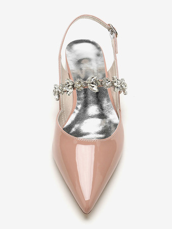 ブライダルシューズ ブライダルフラット パテント PU アッパー ポインテッドトゥ ラインストーン