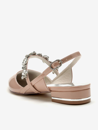 ブライダルシューズ ブライダルフラット パテント PU アッパー ポインテッドトゥ ラインストーン