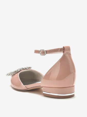 Bridal Shoes Bridal Flats Patent PU Upper Pointed Toe Rhinestones