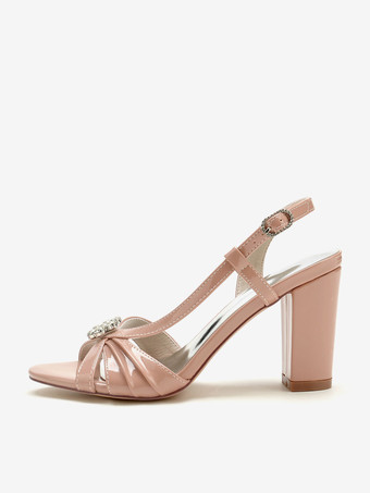 Chaussures De Mariage Escarpins De Mère De Mariée Vernis Dessus Bout Ouvert Strass