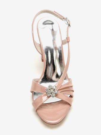 Chaussures De Mariage Escarpins De Mère De Mariée Vernis Dessus Bout Ouvert Strass