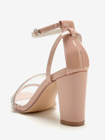 ウェディング シューズ パテント PU アッパー ヌード ラインストーン オープントゥ ウェディング サンダル