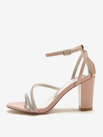 ウェディング シューズ パテント PU アッパー ヌード ラインストーン オープントゥ ウェディング サンダル