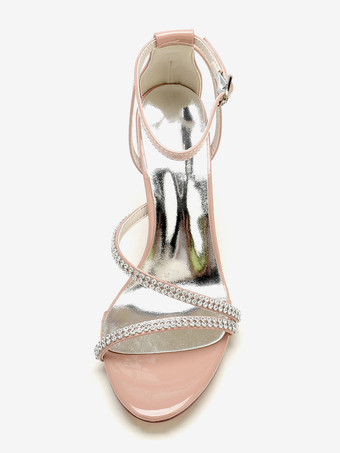 ウェディング シューズ パテント PU アッパー ヌード ラインストーン オープントゥ ウェディング サンダル