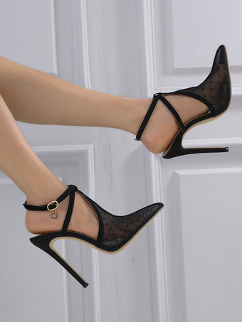 女性用 ハイヒール スティレットヒール メッシュパンプス