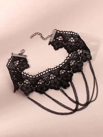 黒のゴシック ウェディング ネックレス 黒の長方形のウェディング ネックレス