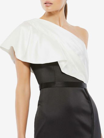 イブニングドレスマーメイドワンショルダートレーンノースリーブジッパースプリットフロント誕生日フォーマルパーティードレス無料カスタマイズ