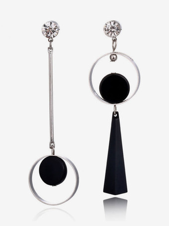 Black Gothic Wedding Earrings Unisex Metal Pierced Bridal Jewelry