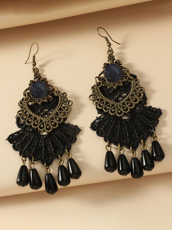 ブラック ゴシック ブライダル イヤリング メタル ピアス ウェディング ジュエリー