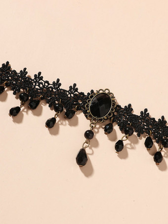 Black Gothic Wedding Necklaces Black Round Brilliant Wedding Necklace