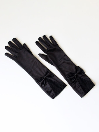 ブラック ゴシック ウェディング グローブ グローブ マット サテン レース ボウ ブライダル グローブ