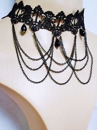 黒のゴシック ウェディング ネックレス 黒の長方形のウェディング ネックレス