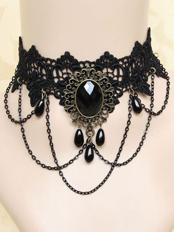 Black Gothic Wedding Necklaces Black Rectangular Wedding Necklace