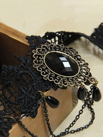 黒のゴシック ウェディング ネックレス 黒の長方形のウェディング ネックレス