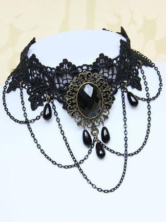 黒のゴシック ウェディング ネックレス 黒の長方形のウェディング ネックレス