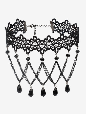 黒ゴシック ウェディング ネックレス ブラック ラウンド ブリリアント ウェディング ネックレス