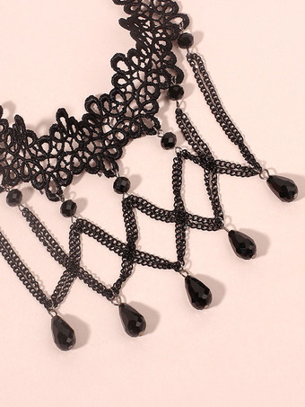 黒ゴシック ウェディング ネックレス ブラック ラウンド ブリリアント ウェディング ネックレス