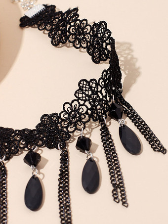 黒ゴシック ウェディング ネックレス ブラック バゲット ウェディング ネックレス