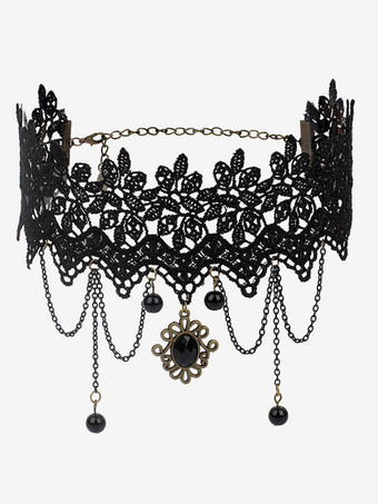 黒ゴシック ウェディング ネックレス ブラック バゲット ウェディング ネックレス