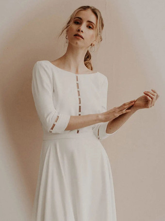 ビンテージ ウェディングドレス マキシレングス Vネック ハーフスリーブ ポリエステル 伝統的なドレス 花嫁のための