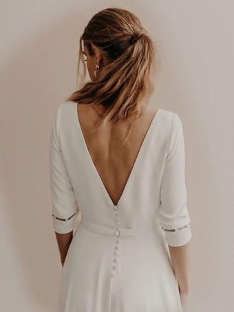 ビンテージ ウェディングドレス マキシレングス Vネック ハーフスリーブ ポリエステル 伝統的なドレス 花嫁のための