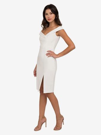 誕生日パーティードレス オフショルダー ハイスリット ショートドレス