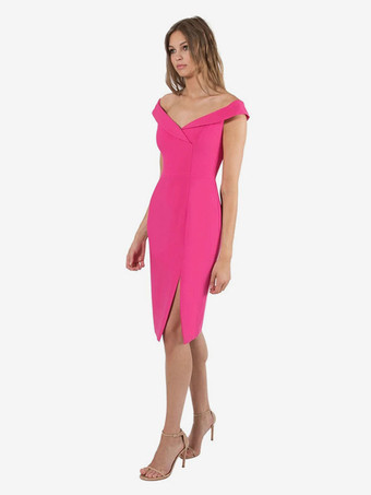 誕生日パーティードレス オフショルダー ハイスリット ショートドレス