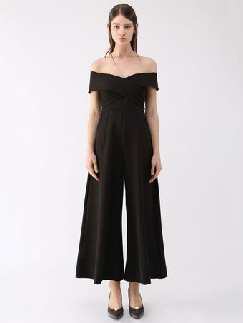 Off-Shoulder Jumpsuit Cross-Breast Wide Leg One Piece Outfit