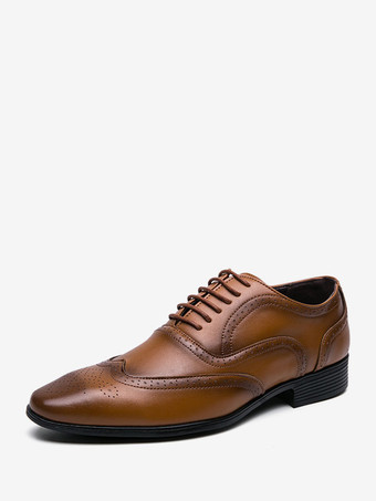 YellowMen's Dress Shoes Modern Pointed Toe Lace Up Oxford Shoes