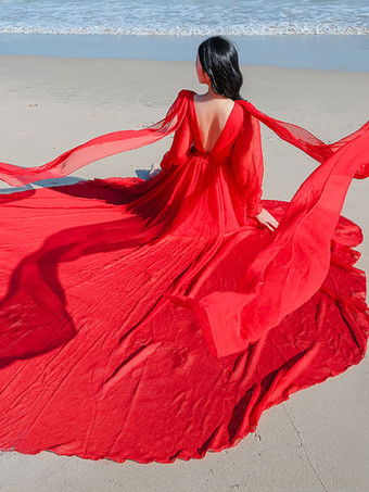 Abito lungo bianco fata con scollo a V e illusione di tulle abiti da festa sovrapposti