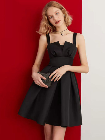 Mini vestido negro sin mangas sin espalda cintura imperio vestidos elegantes