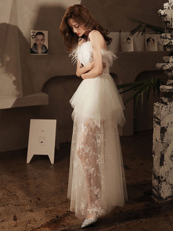 誕生日パーティードレス ホワイト レース セミフォーマル プロム ロング ドレス