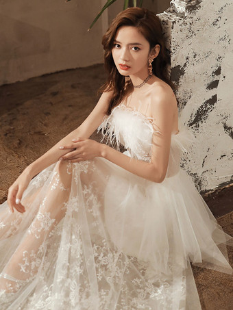 誕生日パーティードレス ホワイト レース セミフォーマル プロム ロング ドレス