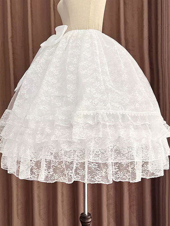甘いロリータ ペチコート ポリエステル レース ゴシック ロリータ ペチコート 女性用 ホワイト ロリータ アンダースカート