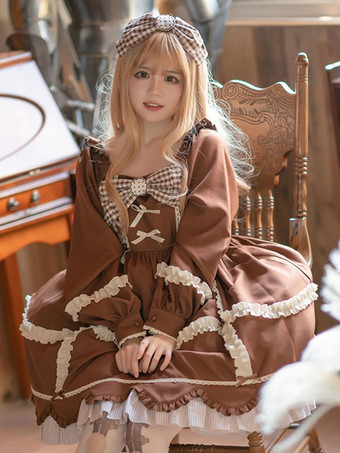 スイートロリータドレス ポリエステル長袖OPロリータドレス