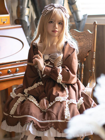 スイートロリータドレス ポリエステル長袖OPロリータドレス