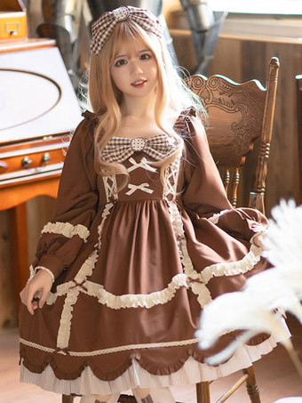 スイートロリータドレス ポリエステル長袖OPロリータドレス