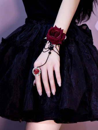 ゴスロリ アクセサリー ブラック ローズ チェーン ポリエステル アクセサリー その他
