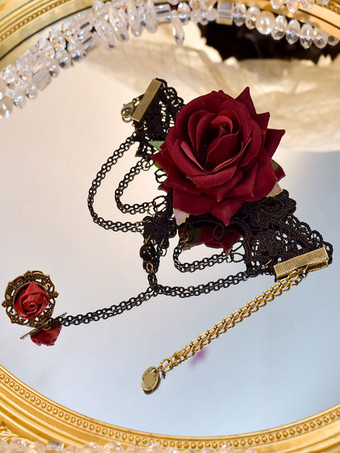 ゴスロリ アクセサリー ブラック ローズ チェーン ポリエステル アクセサリー その他