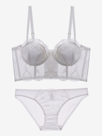 ブライダルランジェリーブラとパンティセットの女性のレースの下着