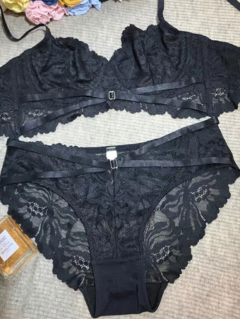 ブラック 女性のためのブライダルランジェリーブラジャーとパンティレースの下着