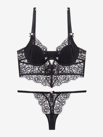 Lingerie De Mariée Soutien-gorge Culotte Sous-vêtement 2 Pièces En Dentelle Pour Femme