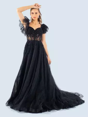 short black dress with train Women's Queen Of Hearts Sequin Diamond Open Back Mini Dress in Black main image 0